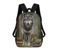 sinyumoney 17 Inch Children's School Backpack Wolf Portrait in Forest Setting Teen Fashion Backpack Casual Backpack Boy Girl Teen School Bag 3D Printed Backpack