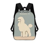 sinyumoney 17 Inch Children's School Backpack World Poodle Day Teen Fashion Backpack Casual Backpack Boy Girl Teen School Bag 3D Printed Backpack