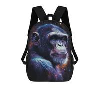 sinyumoney 17 Inch Chimpanzee Galaxy Portrait-3 Backpacks Kids School Backpack School Bag 3D Printed for Boys Elementary And Middle School Students