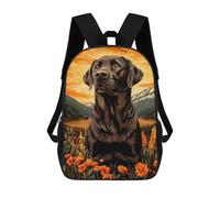 sinyumoney 17 Inch Chocolate Labrador in Mountain Landscape Backpack Kids School Backpack 3D Printed Fashion School Bag for Boys Elementary And Middle School Student