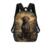 sinyumoney 17 Inch Chocolate Labrador in Tropical Landscape Backpacks Kids School Backpack School Bag 3D Printed for Boys Elementary And Middle School Students