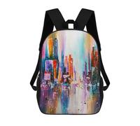 sinyumoney 17 Inch City in Sunset Light School Backpack School Bags for Girls Boys Backpack with Pocket Fashion School Bag Kids Backpack
