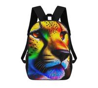 sinyumoney 17 Inch Color Art Cheetah Backpacks Kids School Backpack School Bag 3D Printed School Bag for Boys Elementary And Middle School Students