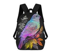 sinyumoney 17 Inch Colorful Bird Backpacks Kids School Backpack School Bag 3D Printed School Bag for Boys Elementary And Middle School Students