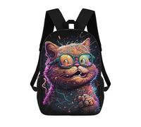 sinyumoney 17 Inch Colorful Cat Glasses Art Print-5 Backpack Kids School Backpack 3D Printed Fashion School Bag for Boys Elementary And Middle School Student