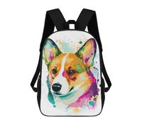 sinyumoney 17 Inch Colorful Corgi Painting Backpack Kids School Backpack 3D Printed Fashion School Bag for Boys Elementary And Middle School Student