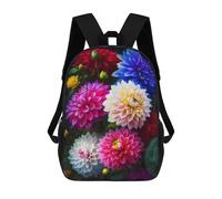 sinyumoney 17 Inch Colorful Dahlia Flower Bouquet Backpacks Kids School Backpack School Bag 3D Printed School Bag for Boys Elementary And Middle School Students
