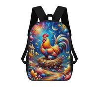 sinyumoney 17 Inch Colorful Fantasy Rooster Scene Backpack 3D Printed Children's School Backpack for Kids High Capacity Travel Rucksacks Book Bags Kids School Bag Back Pack