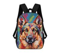 sinyumoney 17 Inch Colorful German Shepherd Backpack Kids School Backpack 3D Printed Fashion School Bag for Boys Elementary And Middle School Student