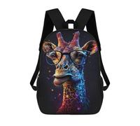 sinyumoney 17 Inch Colorful Giraffe with Glasses Art Print-2 Backpack 3D Printed Children's School Backpack for Kids High Capacity Travel Rucksacks Book Bags Kids School Bag Back Pack