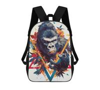 sinyumoney 17 Inch Colorful Gorilla Portrait with Geometric Shapes Backpack, Children's Backpack, Student School Bag Bookbag Rucksack, 3D Printed for Boys Girls