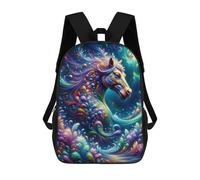 sinyumoney 17 Inch Colorful Horse Artwork Backpack, Children's Backpack, Student School Bag Bookbag Rucksack, 3D Printed for Boys Girls