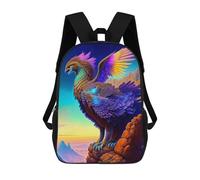 sinyumoney 17 Inch Colorful Mythical Bird Artwork Backpack with Pocket 3D Printed Travel Rucksacks Book Bags Kids School Bag