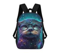 sinyumoney 17 Inch Colorful Otter with Glasses-1 Backpacks Kids School Backpack School Bag 3D Printed School Bag for Boys Elementary And Middle School Students