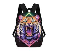 sinyumoney 17 Inch Colorful Roaring Tiger Digital Art Backpack, Children's Backpack, Student School Bag Bookbag Rucksack, 3D Printed for Boys Girls