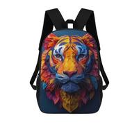 sinyumoney 17 Inch Colorful Tiger Portrait on Dark Background Backpacks Kids School Backpack School Bag 3D Printed School Bag for Boys Elementary And Middle School Students