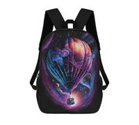 sinyumoney 17 Inch Cosmic Balloon Adventure Backpack, Children's Backpack, Student School Bag Bookbag Rucksack, 3D Printed for Boys Girls