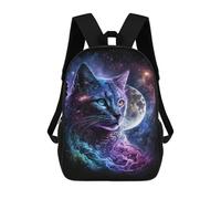 sinyumoney 17 Inch Cosmic Cat Moon Art Print-1 School Backpack School Bags for Girls Boys Backpack with Pocket Fashion School Bag Kids Backpack