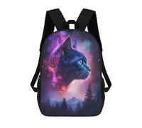sinyumoney 17 Inch Cosmic Celestial Cat Forest Backpack 3D Printed Children's School Backpack for Kids High Capacity Travel Rucksacks Book Bags Kids School Bag Back Pack