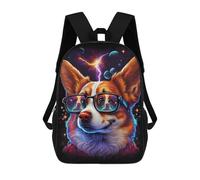 sinyumoney 17 Inch Cosmic Corgi Glasses Art Print Backpack, Children's Backpack, Student School Bag Bookbag Rucksack, 3D Printed for Boys Girls