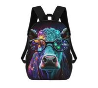 sinyumoney 17 Inch Cosmic Cow Glasses Art Print-1 Backpack 3D Printed Children's School Backpack for Kids High Capacity Travel Rucksacks Book Bags Kids School Bag Back Pack