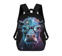 sinyumoney 17 Inch Cosmic Cow Glasses Art Print-2 Backpack 3D Printed Children's School Backpack for Kids High Capacity Travel Rucksacks Book Bags Kids School Bag Back Pack