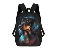 sinyumoney 17 Inch Cosmic Dachshund Art Print Backpack Kids School Backpack 3D Printed Fashion School Bag for Boys Elementary And Middle School Student
