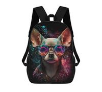sinyumoney 17 Inch Cosmic Dog Sunglasses Art Backpack with Pocket 3D Printed Travel Rucksacks Book Bags Kids School Bag