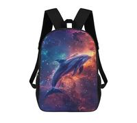 sinyumoney 17 Inch Cosmic Dolphin Backpack, Children's Backpack, Student School Bag Bookbag Rucksack, 3D Printed for Boys Girls