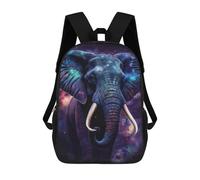 sinyumoney 17 Inch Cosmic Elephant Art Print-2 Backpacks Kids School Backpack School Bag 3D Printed School Bag for Boys Elementary And Middle School Students