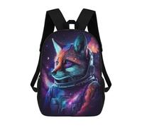 sinyumoney 17 Inch Cosmic Fox Astronaut Art Print-9 Backpack Kids School Backpack 3D Printed Fashion School Bag for Boys Elementary And Middle School Student