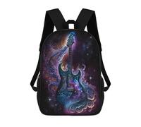 sinyumoney 17 Inch Cosmic Guitar Art Print-2 Backpack with Pocket 3D Printed Travel Rucksacks Book Bags Kids School Bag