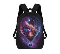 sinyumoney 17 Inch Cosmic Hot Air Balloon Ride-3 Backpacks Kids School Backpack School Bag 3D Printed for Boys Elementary And Middle School Students