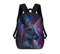 sinyumoney 17 Inch Cosmic Kangaroo with Flowers Backpack with Pocket 3D Printed Travel Rucksacks Book Bags Kids School Bag