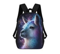sinyumoney 17 Inch Cosmic Llama Portrait-3 Backpack Kids School Backpack 3D Printed Fashion School Bag for Boys Elementary And Middle School Student