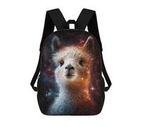sinyumoney 17 Inch Cosmic Llama Portrait Backpacks Kids School Backpack School Bag 3D Printed for Boys Elementary And Middle School Students