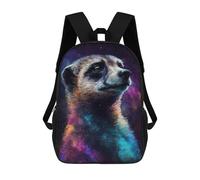 sinyumoney 17 Inch Cosmic Meerkat Portrait-2 Backpack with Pocket 3D Printed Travel Rucksacks Book Bags Kids School Bag