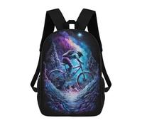 sinyumoney 17 Inch Cosmic Mountain Bike Adventure Backpack, Children's Backpack, Student School Bag Bookbag Rucksack, 3D Printed for Boys Girls