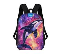 sinyumoney 17 Inch Cosmic Orca Whale Backpacks Kids School Backpack School Bag 3D Printed for Boys Elementary And Middle School Students