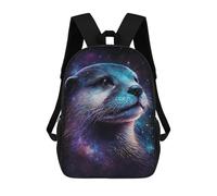 sinyumoney 17 Inch Cosmic Otter Portrait Backpack Kids School Backpack 3D Printed Fashion School Bag for Boys Elementary And Middle School Student