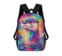 sinyumoney 17 Inch Cosmic Otter Wall Art Backpack with Pocket 3D Printed Travel Rucksacks Book Bags Kids School Bag