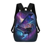 sinyumoney 17 Inch Cosmic Piano Fantasy Backpack 3D Printed Children's School Backpack for Kids High Capacity Travel Rucksacks Book Bags Kids School Bag Back Pack