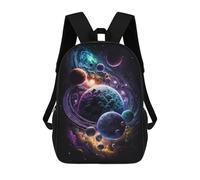 sinyumoney 17 Inch Cosmic Planets Wallpaper Backpack 3D Printed Children's School Backpack for Kids High Capacity Travel Rucksacks Book Bags Kids School Bag Back Pack