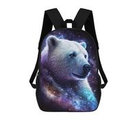 sinyumoney 17 Inch Cosmic Polar Bear Art Print-8 Backpacks Kids School Backpack School Bag 3D Printed School Bag for Boys Elementary And Middle School Students