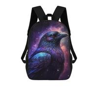 sinyumoney 17 Inch Cosmic Raven Art Print-5 Backpacks Kids School Backpack School Bag 3D Printed for Boys Elementary And Middle School Students
