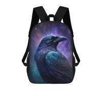 sinyumoney 17 Inch Cosmic Raven Art Print-9 Backpacks Kids School Backpack School Bag 3D Printed School Bag for Boys Elementary And Middle School Students