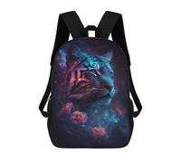 sinyumoney 17 Inch Cosmic Tiger Flowers Art Print Backpack, Children's Backpack, Student School Bag Bookbag Rucksack, 3D Printed for Boys Girls