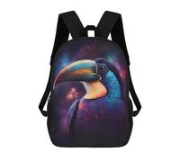 sinyumoney 17 Inch Cosmic Toucan Portrait School Backpack School Bags for Girls Boys Backpack with Pocket Fashion School Bag Kids Backpack