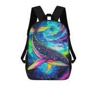 sinyumoney 17 Inch Cosmic Whale Colorful Nebula Backpack with Pocket 3D Printed Travel Rucksacks Book Bags Kids School Bag