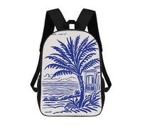 sinyumoney 17 Inch Cuban Beach Scene with Palm Tree Backpack, Children's Backpack, Student School Bag Bookbag Rucksack, 3D Printed for Boys Girls